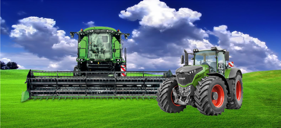 Tractor y cosechadora en un entorno agrícola