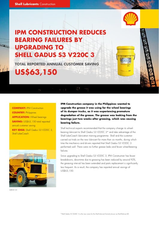 IPM Construction: menos fallos en rodamientos