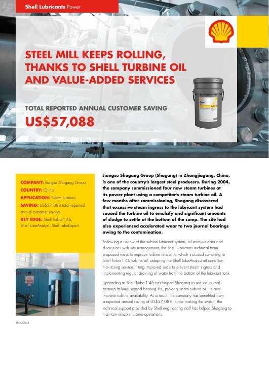 Jiangsu Shagang: fiabilidad de turbinas de vapor
