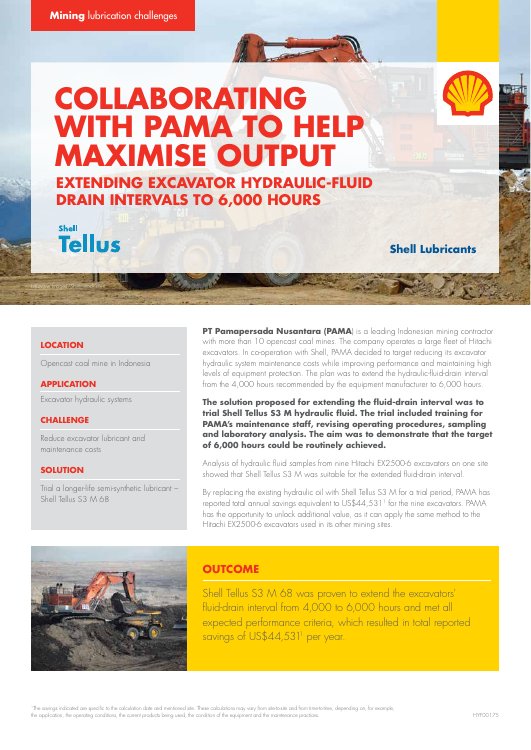 PAMA: aceite hidráulico de excavadoras