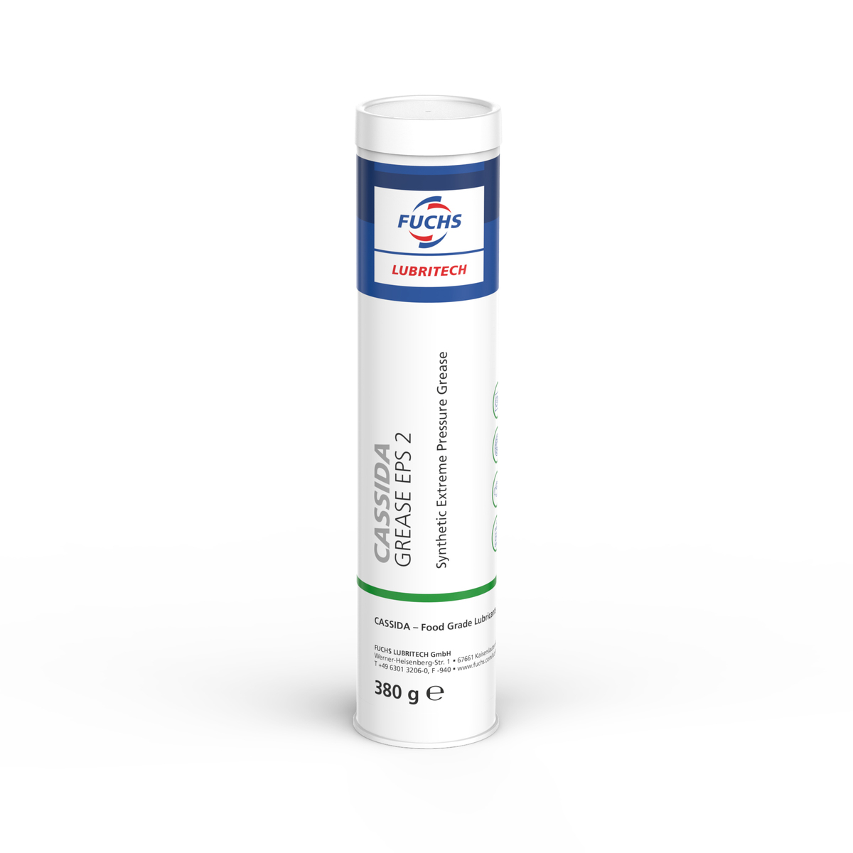 Imagen del envase asociada por FUCHS España a CASSIDA GREASE EPS 2 · 380 g · Ref. FUCHS 600859589.