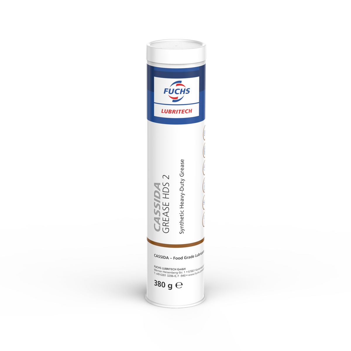 Imagen del envase asociada por FUCHS España a CASSIDA GREASE HDS 2 · 380 g · Ref. FUCHS 600859732.