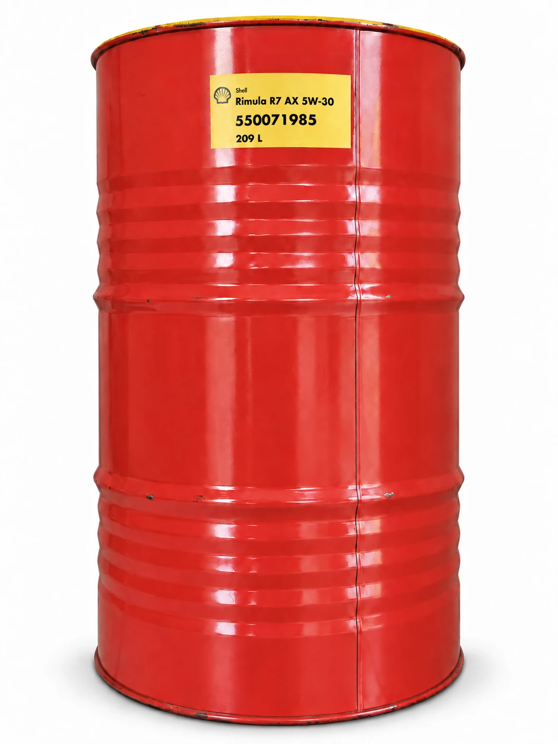 Imagen ilustrativa · Shell Rimula R7 AX 5W-30 · 209 L. El envase y la etiqueta pueden variar.