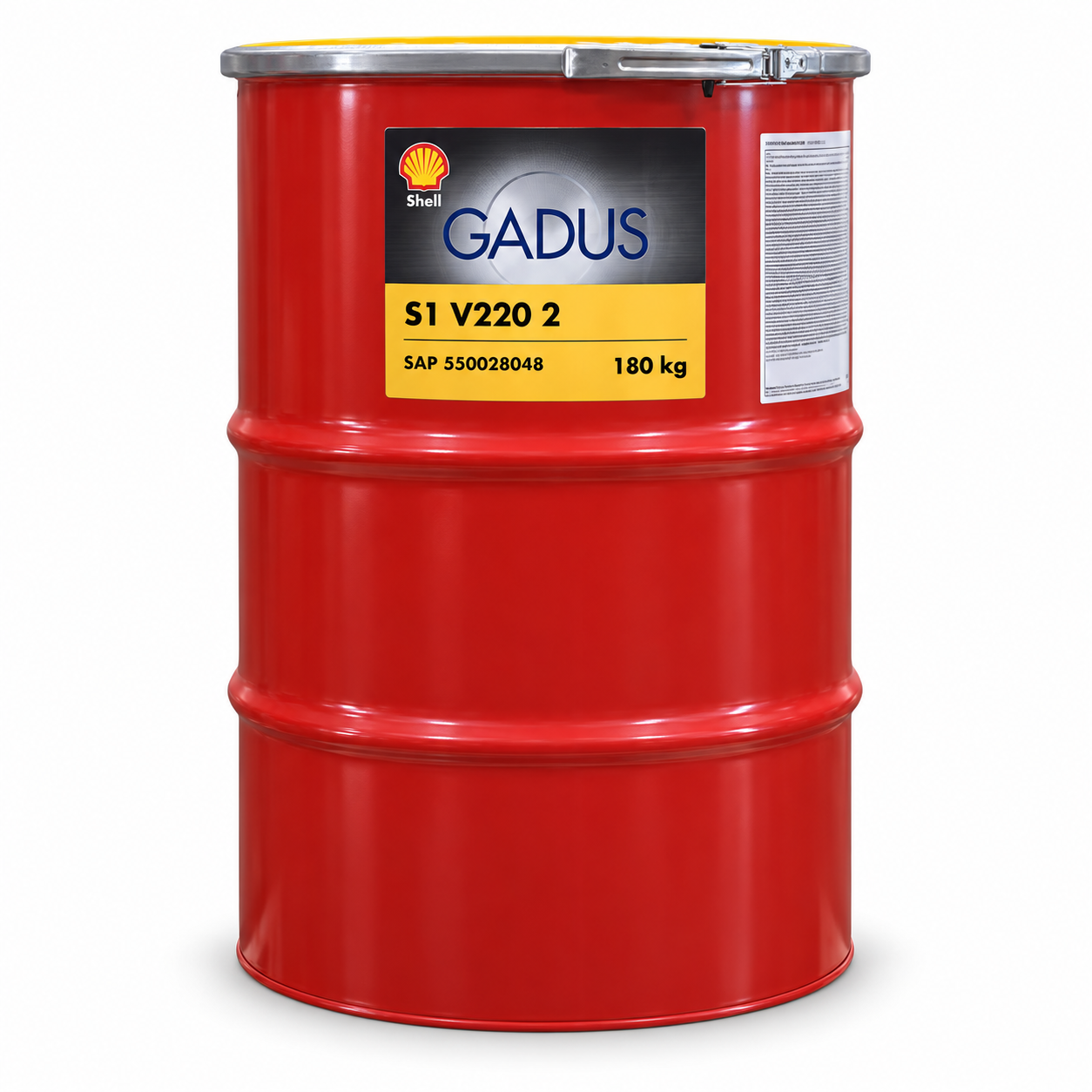 Imagen ilustrativa · Shell Gadus S1 V220 2 · 180 kg. Etiqueta adaptada a la referencia; la presentación puede variar.