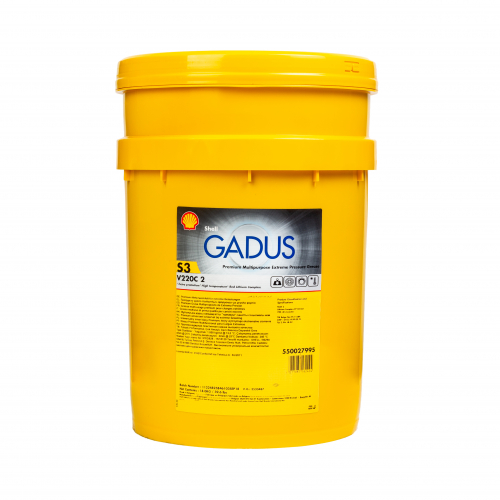 Shell Gadus S3 V220C 2 · 18 kg · Ref. 550027995. La etiqueta puede variar según el lote.