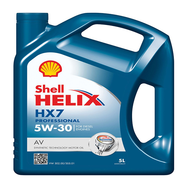Shell Helix HX7 Professional AV 5W-30 · 5 L. El diseño de la etiqueta puede variar.