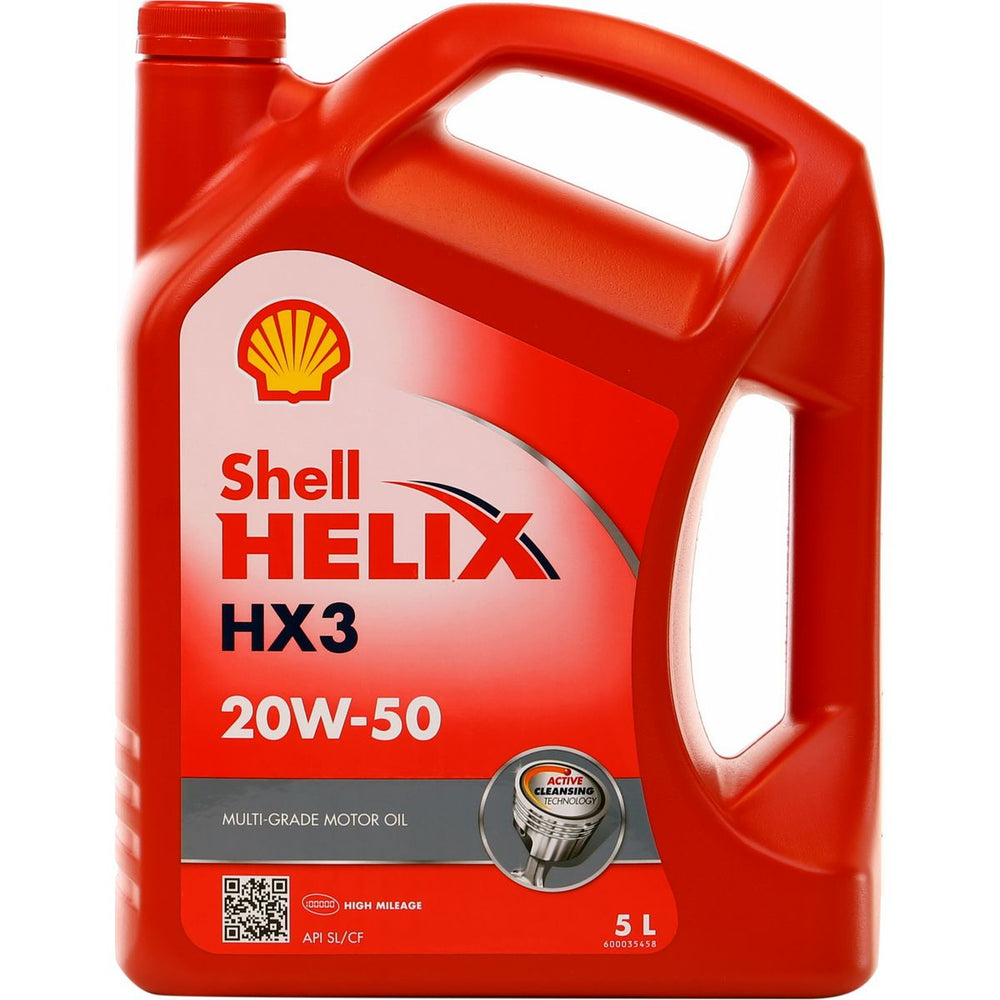 Shell Helix HX3 20W-50 · 5 L. El diseño de la etiqueta puede variar.