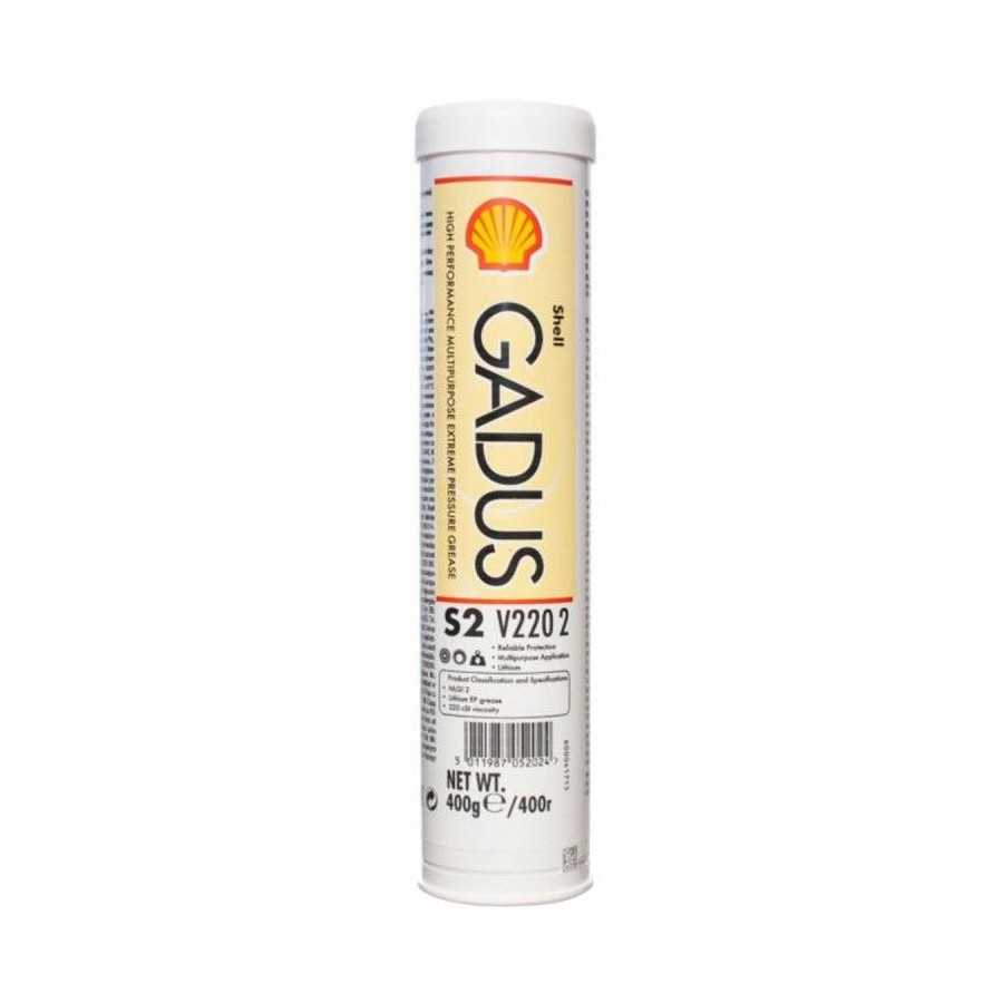 Shell Gadus S2 V220 2 · 400 g. La etiqueta puede variar según el lote.