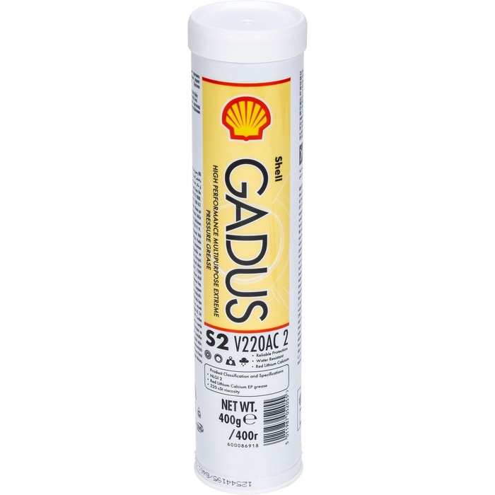 Shell Gadus S2 V220AC 2 · 400 g. El diseño de la etiqueta puede variar.