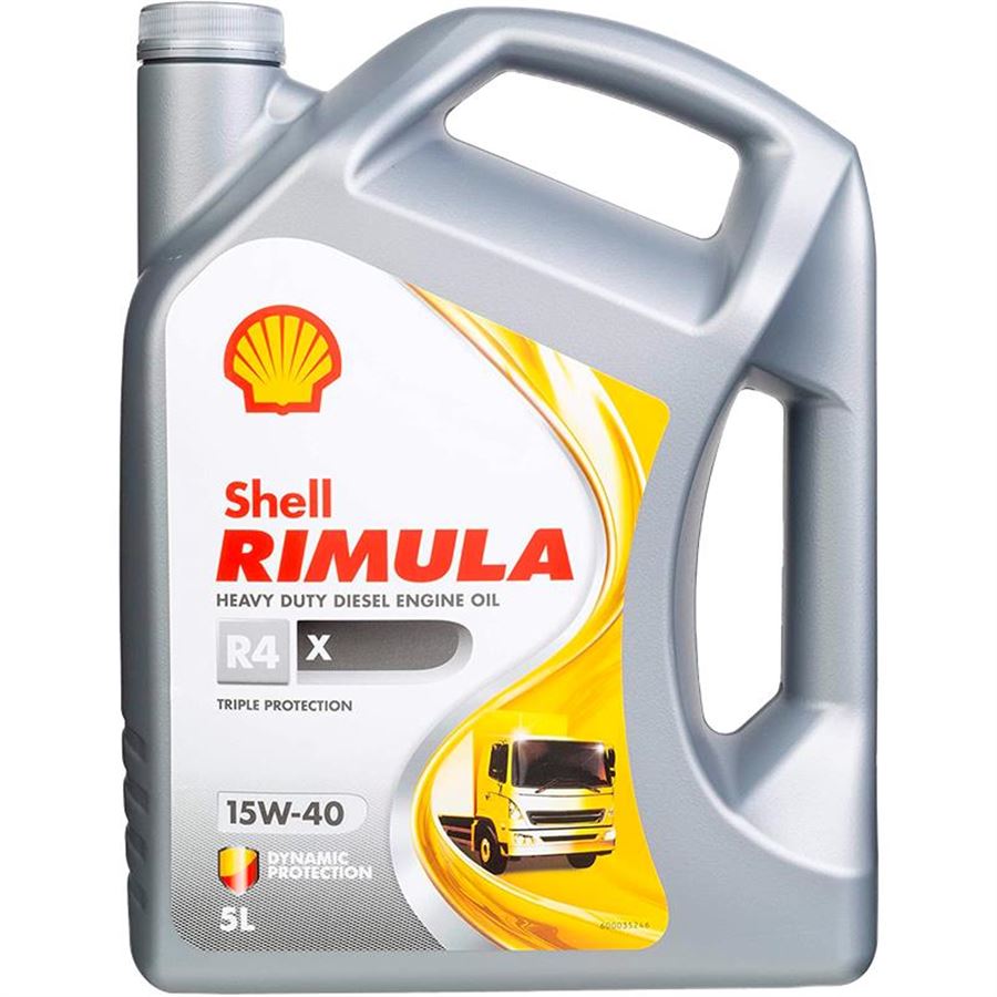 Shell Rimula R4X 15W-40 CI4E7 DH1 · 5 L. La etiqueta puede variar según el lote.