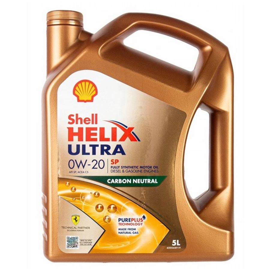 Shell Helix Ultra SP 0W-20 · 5 L. El diseño de la etiqueta puede variar.