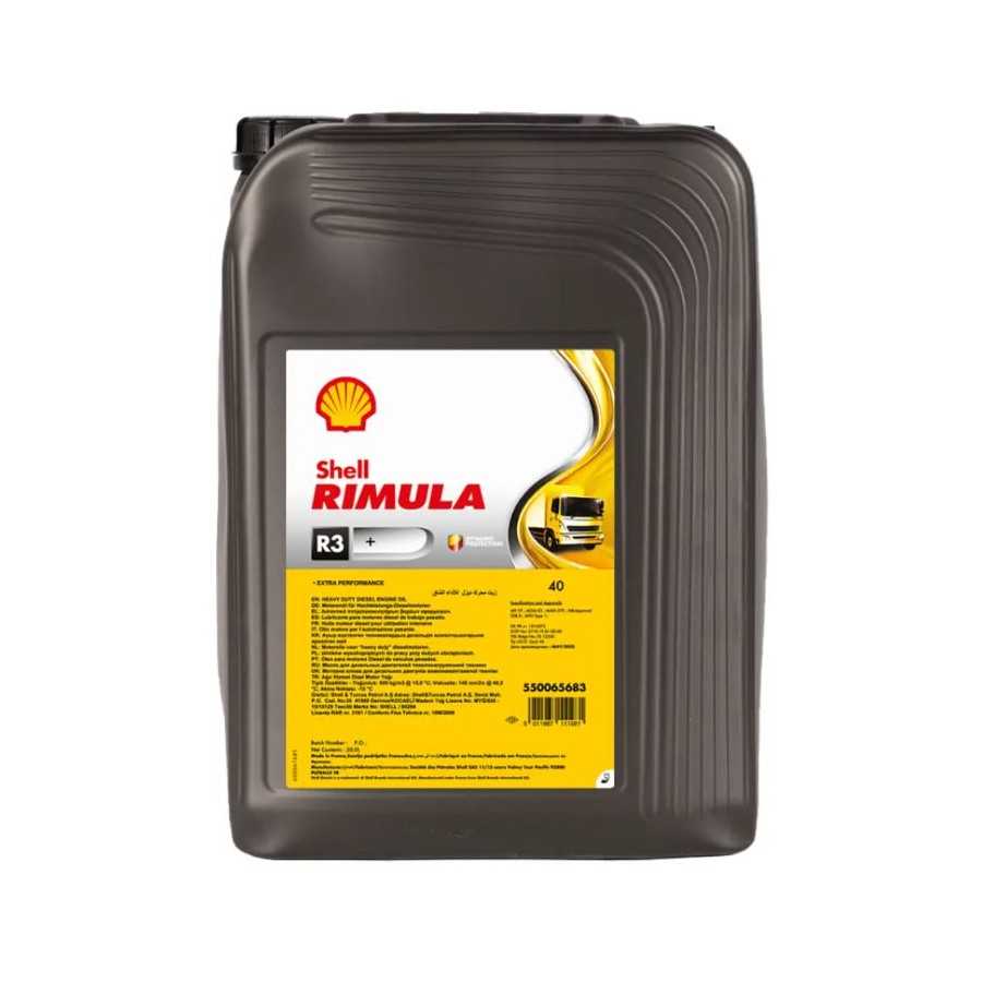 Shell Rimula R3+ 40 · 20 L. El diseño de la etiqueta puede variar.