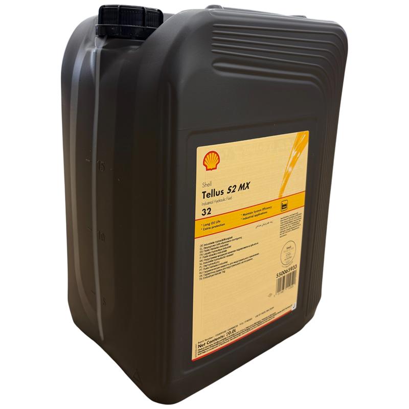 Shell Tellus S2 MX 32 · 20 L. El diseño de la etiqueta puede variar.