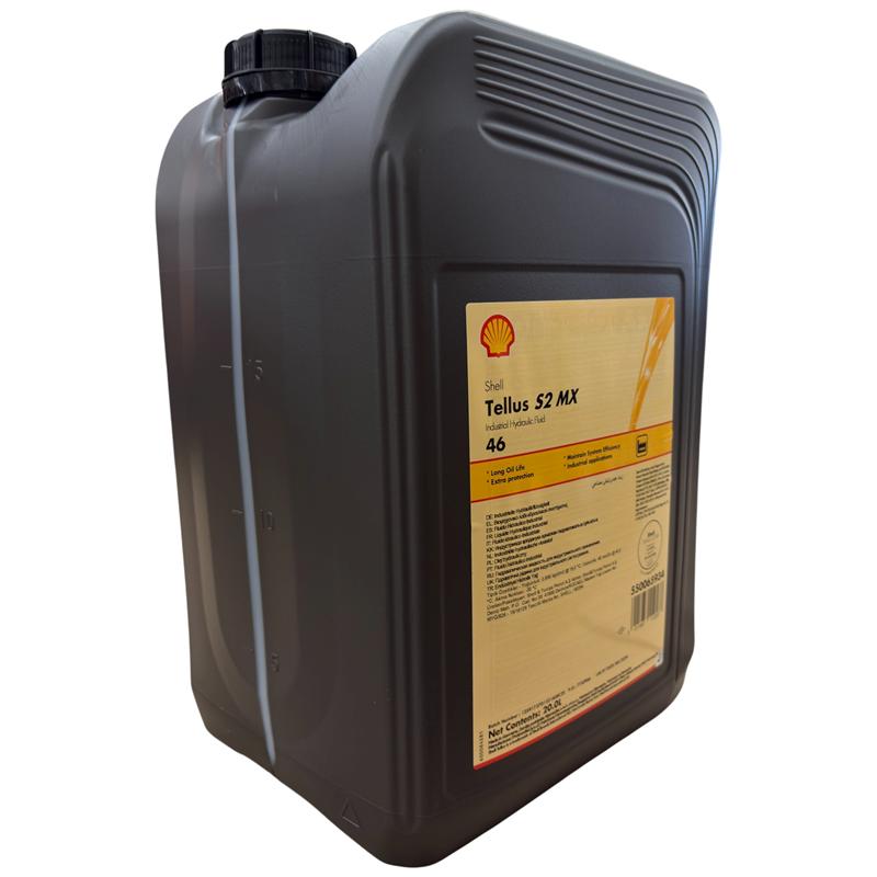 Shell Tellus S2 MX 46 · 20 L. El diseño de la etiqueta puede variar.