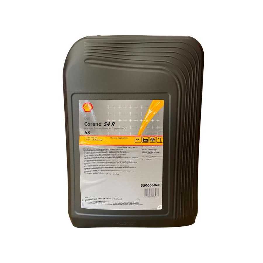 Shell Corena S4 R 68 · 20 L. El diseño de la etiqueta puede variar.