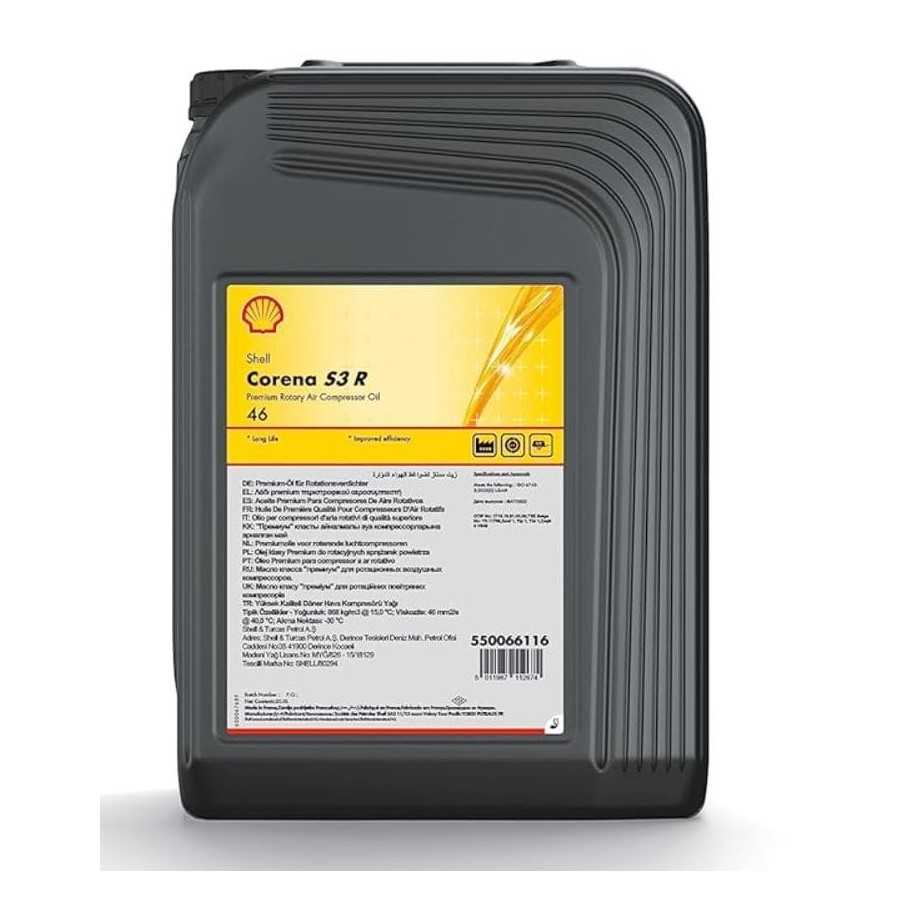 Shell Corena S3 R 46 · 20 L. El diseño de la etiqueta puede variar.