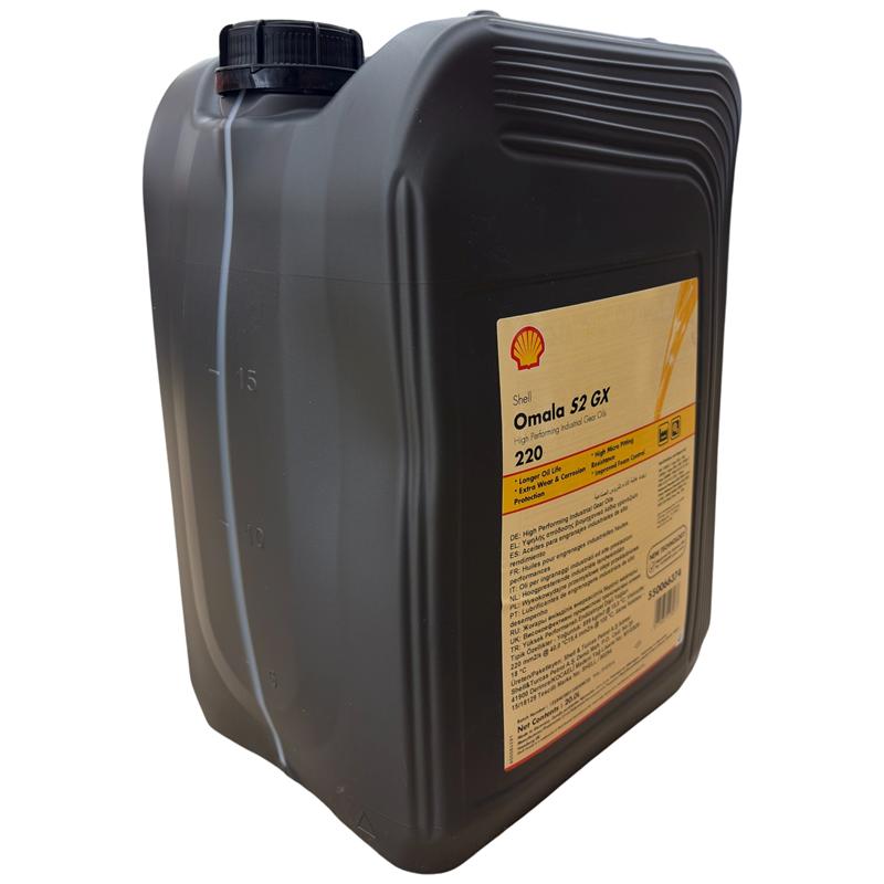Shell Omala S2 GX 220 · 20 L. El diseño de la etiqueta puede variar.