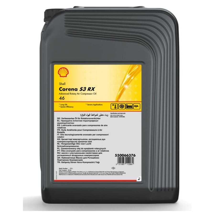 Shell Corena S3 RX 46 · 20 L. El diseño de la etiqueta puede variar.