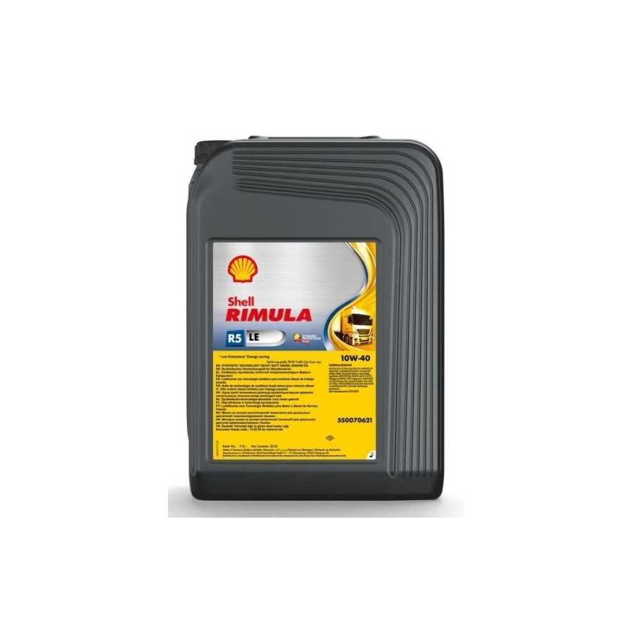 Shell Rimula R5 LE 10W-40 · 20 L. La etiqueta puede variar según el lote.