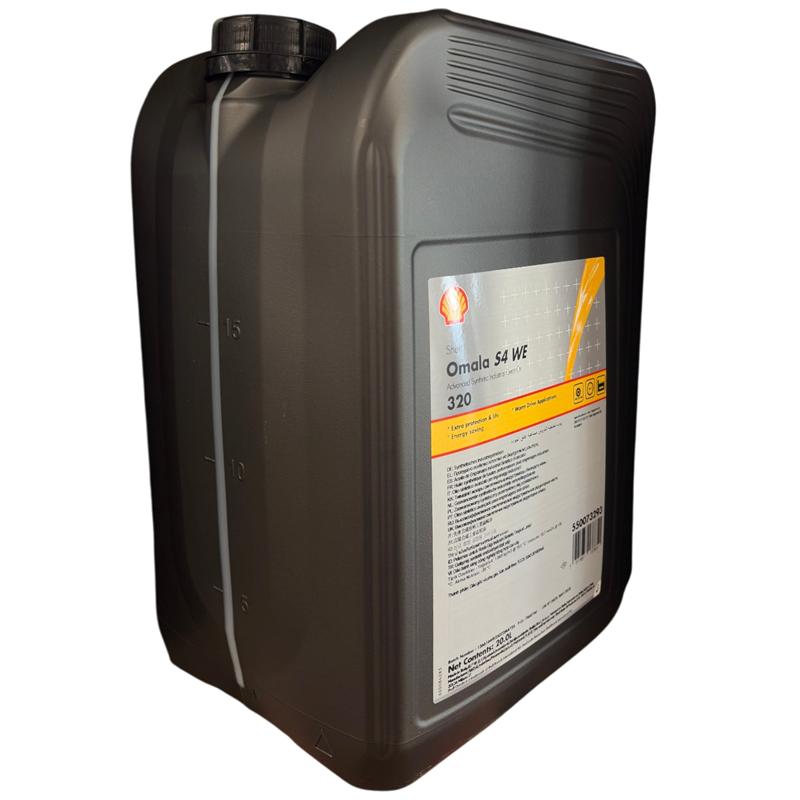 Shell Omala S4 WE 320 · 20 L. El diseño de la etiqueta puede variar.
