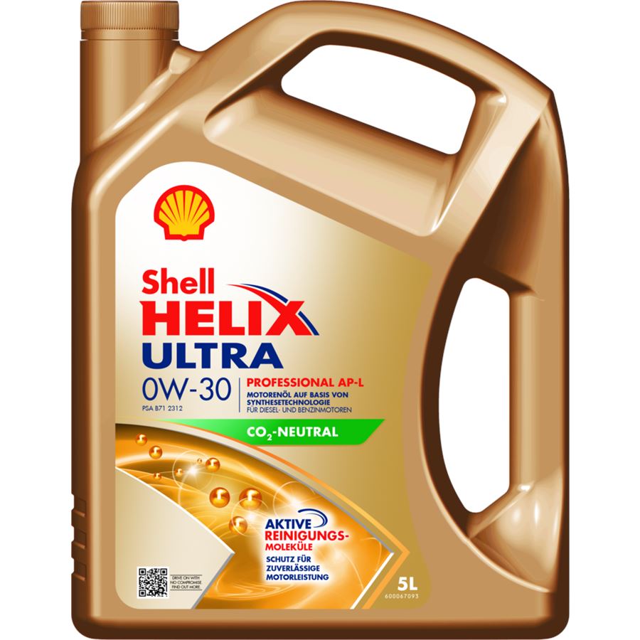 Shell Helix Ultra Professional APL 0W-30 · 5 L. La etiqueta puede variar según el lote.