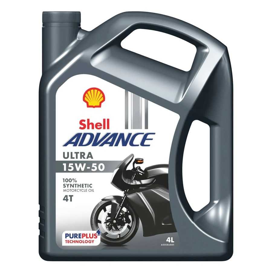 Shell Advance 4T Ultra 15W-50 · 4 L. El diseño de la etiqueta puede variar.